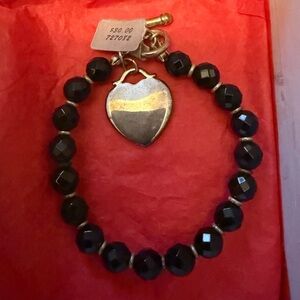 Chic Black and Gold Heart Bracelet